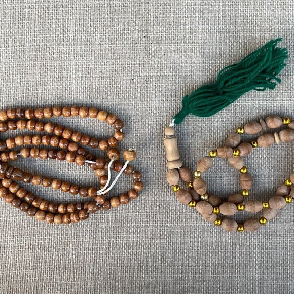 Handmade Religious Prayer Tasbeeh Brown Real wood Beads Pray Beads Lot of 2 - Picture 4 of 10